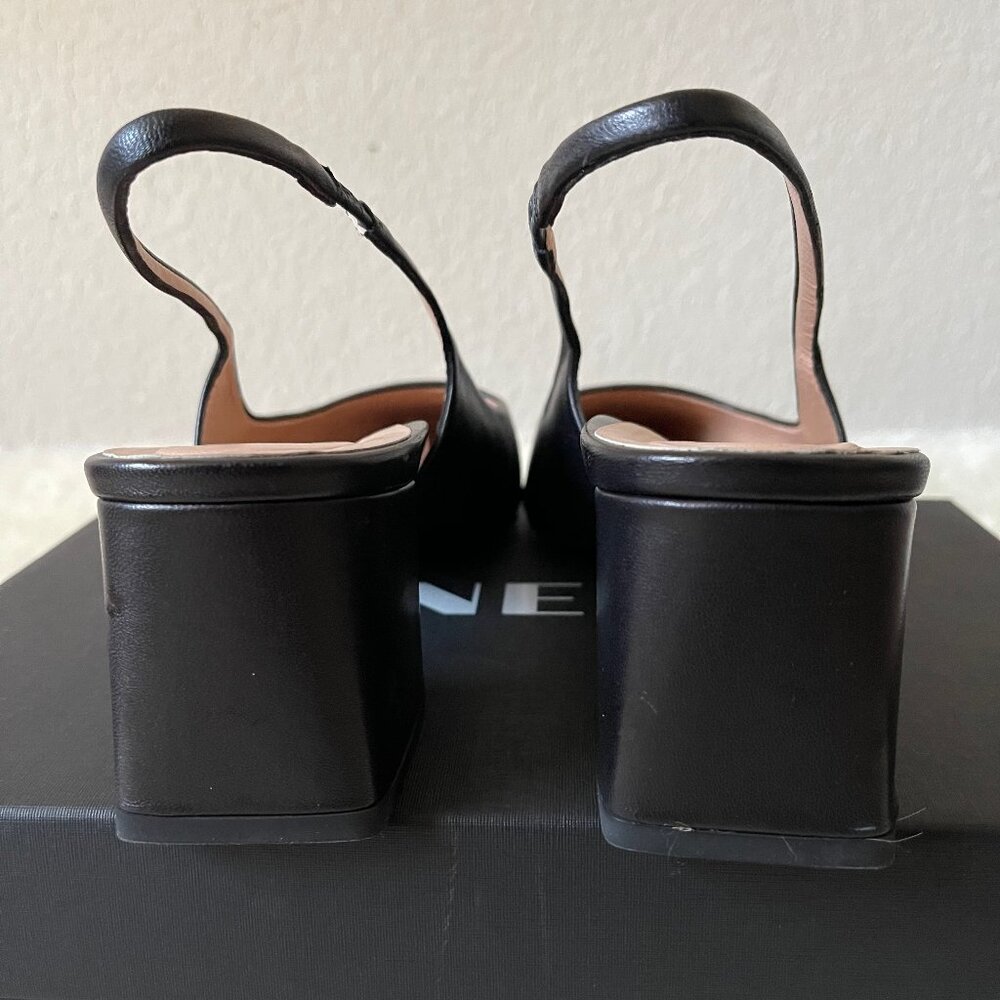 Inez Coco slingback square toe block heel pump in Black Nappa size 10.5 - Picture 5 of 13